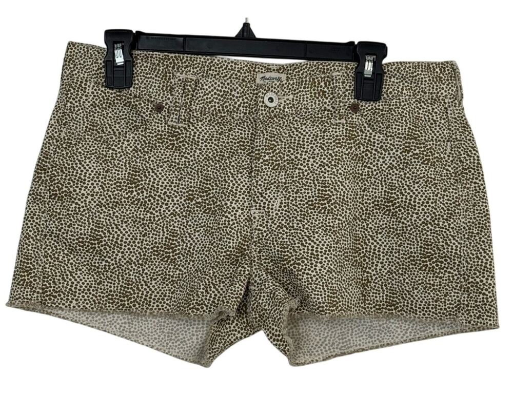 Madewell Cream Brown Dotted Pattern Shorts Womens 28 100% Cotton